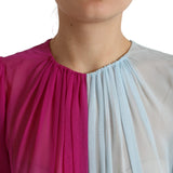 Robe midi en soie bleu clair à deux tons de Dolce &amp; Gabbana