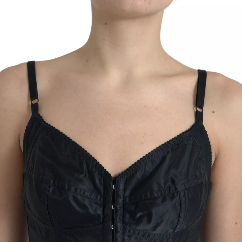 Dolce & Gabbana Black Nylon Bodycon Corset Bustier Mini Dress