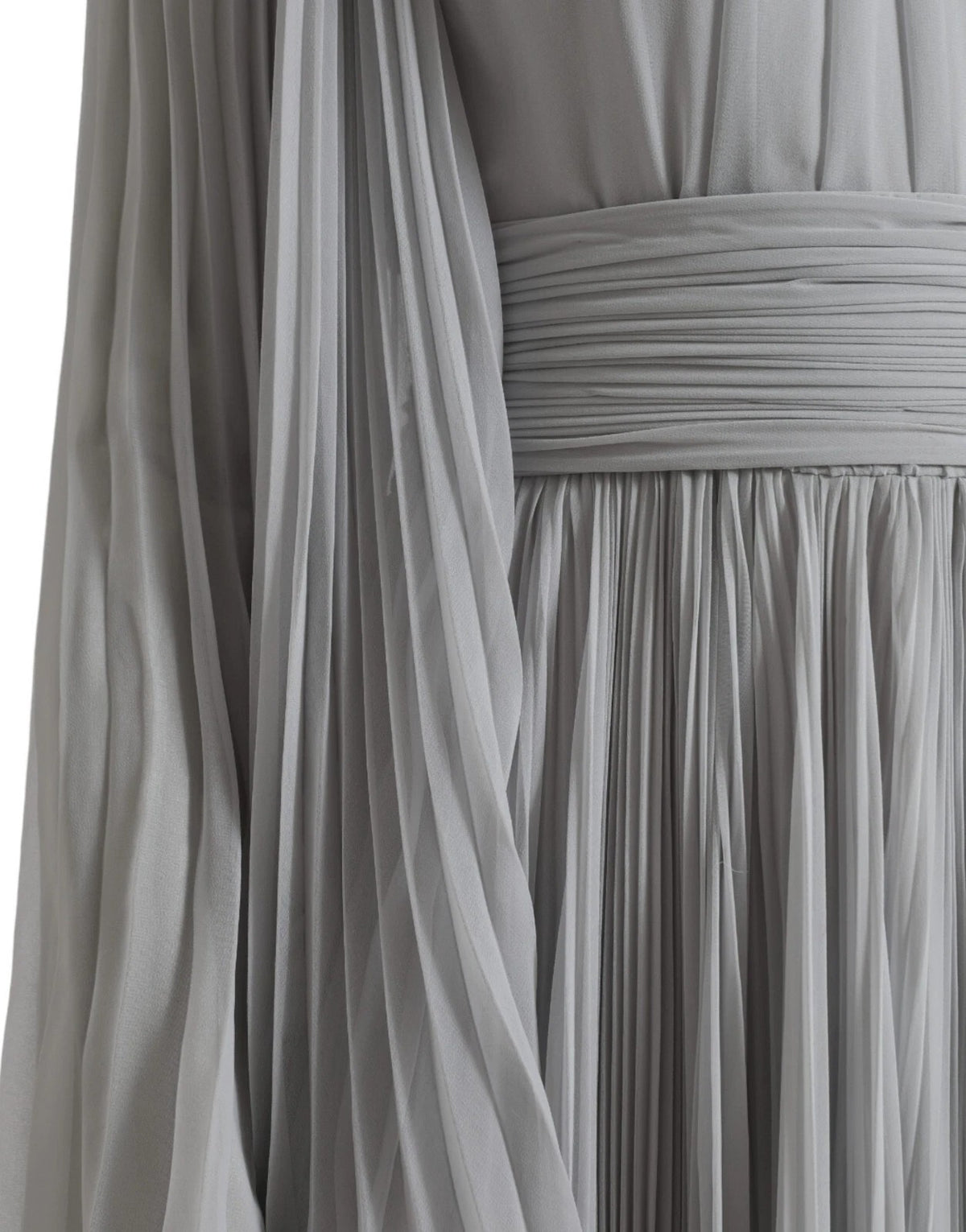 Robe Maxi Plissée Longue en Polyester Gris Clair Dolce & Gabbana