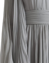 Robe Maxi Plissée Longue en Polyester Gris Clair Dolce & Gabbana