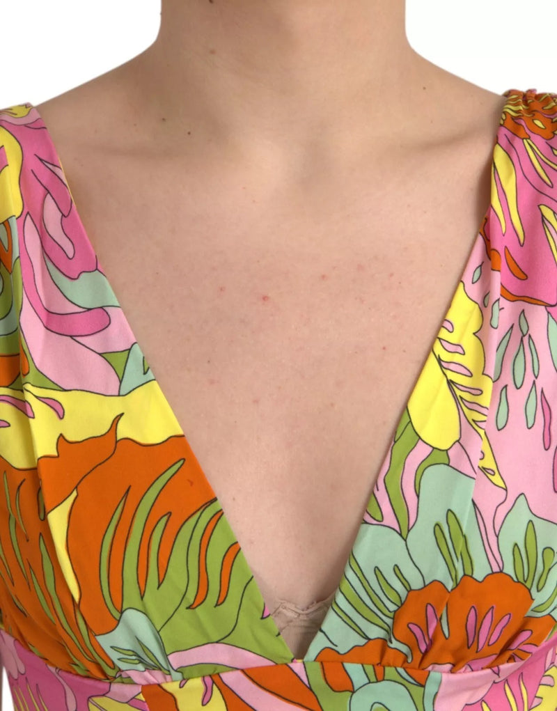 Robe Mini Évasée en Soie Multicolore de Dolce & Gabbana
