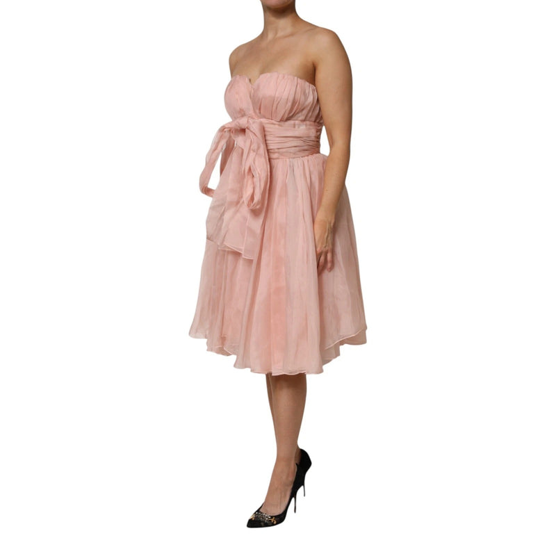 Robe Midi A-line en Soie Chiffon Rose Dolce & Gabbana