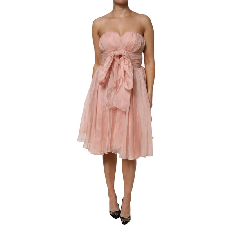 Robe Midi A-line en Soie Chiffon Rose Dolce & Gabbana