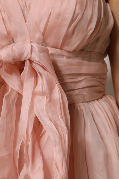 Dolce & Gabbana Pink Silk Chiffon A-line Pleated Midi Dress