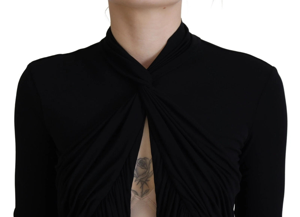 Robe Mini Dsquared² en Viscose Noire à Manches Longues et Découpes