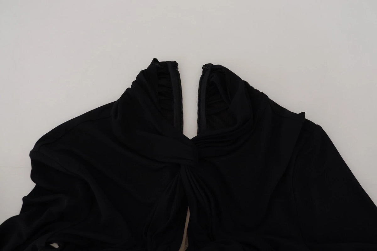 Robe Mini Dsquared² en Viscose Noire à Manches Longues et Découpes