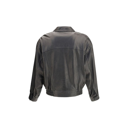 Veste en cuir ballon Saint Laurent