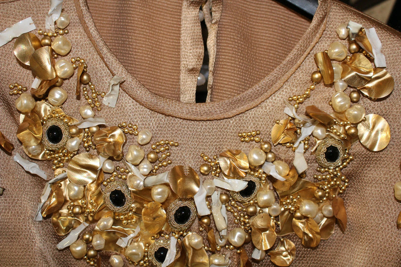 Dolce & Gabbana Gold Crystal Special Piece Runway Blouse