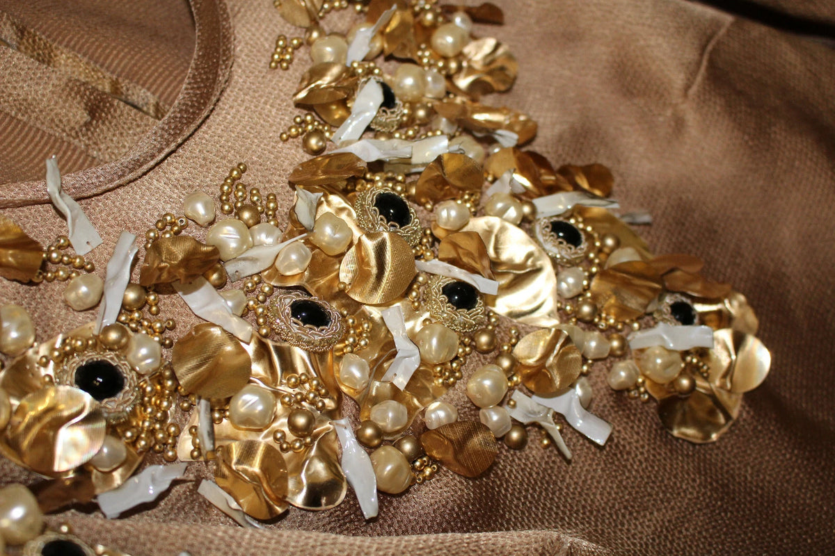 Dolce & Gabbana Gold Crystal Special Piece Runway Blouse