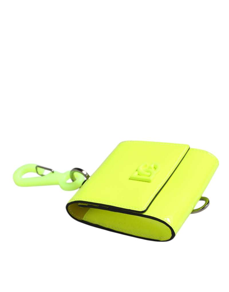 Dolce &amp; Gabbana Geelgroene Bifold DG Logo Nekband Kaarthouder Portemonnee