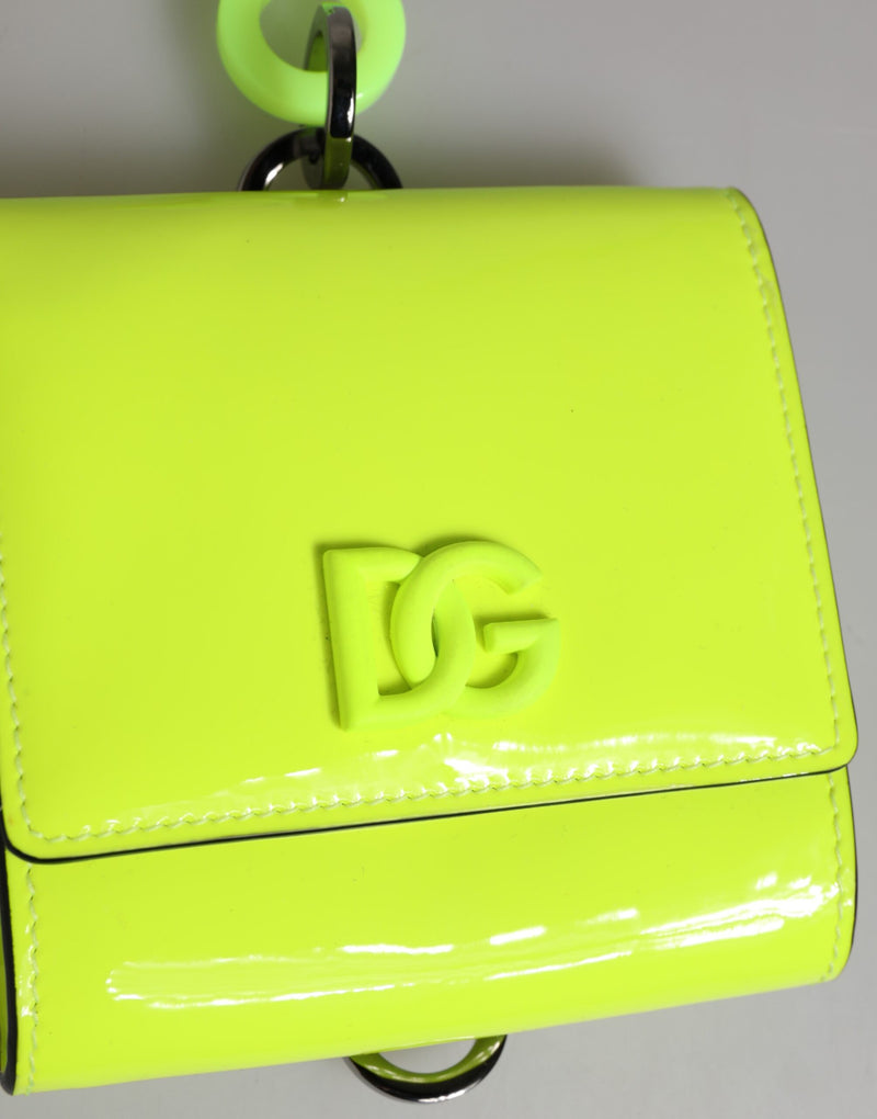 Dolce &amp; Gabbana Geelgroene Bifold DG Logo Nekband Kaarthouder Portemonnee