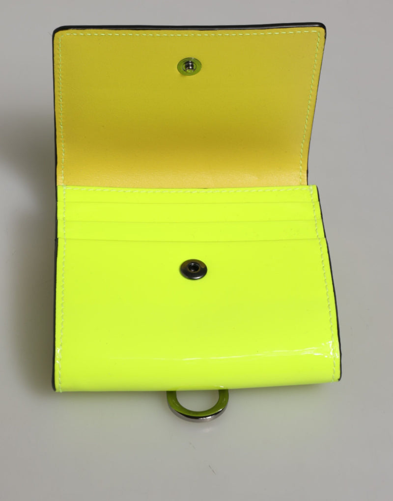 Dolce &amp; Gabbana Geelgroene Bifold DG Logo Nekband Kaarthouder Portemonnee