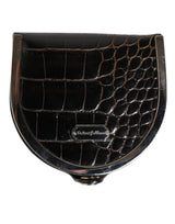 Portefeuille monnaie homme Dolce &amp; Gabbana en cuir de crocodile noir poli