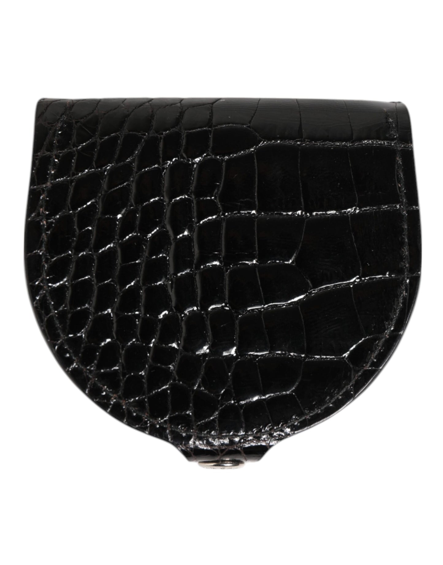 Portefeuille monnaie homme Dolce &amp; Gabbana en cuir de crocodile noir poli