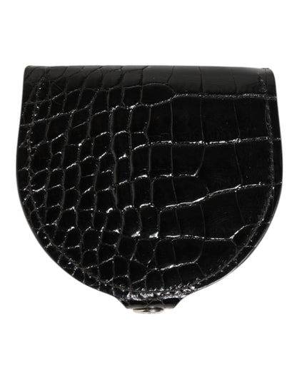 Portefeuille monnaie homme Dolce &amp; Gabbana en cuir de crocodile noir poli