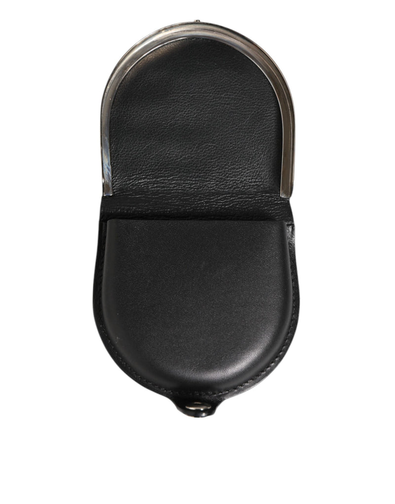 Portefeuille monnaie homme Dolce &amp; Gabbana en cuir de crocodile noir poli