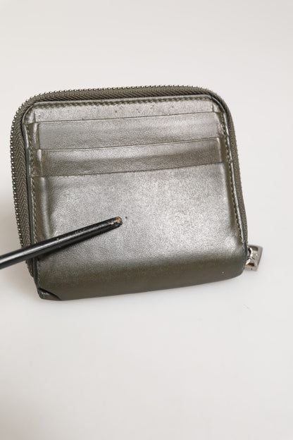 Porte-cartes et porte-monnaie Dolce &amp; Gabbana en cuir vert militaire avec plaque logo.