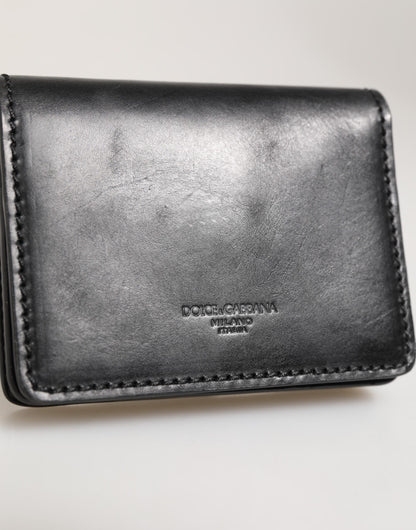 Porte-cartes bicolore en cuir noir Dolce &amp; Gabbana, porte-monnaie homme avec porte-clés.