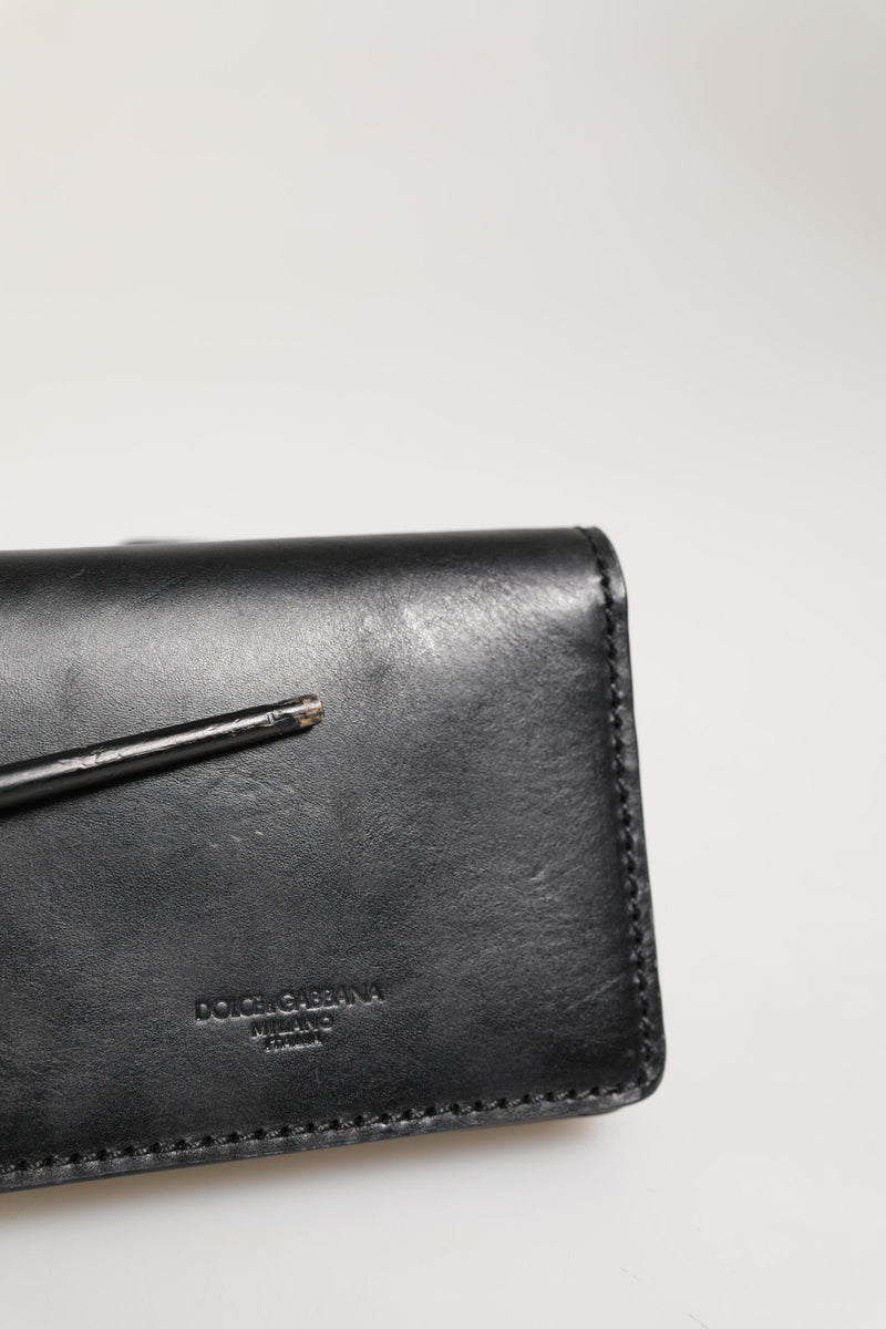 Porte-cartes bicolore en cuir noir Dolce &amp; Gabbana, porte-monnaie homme avec porte-clés.