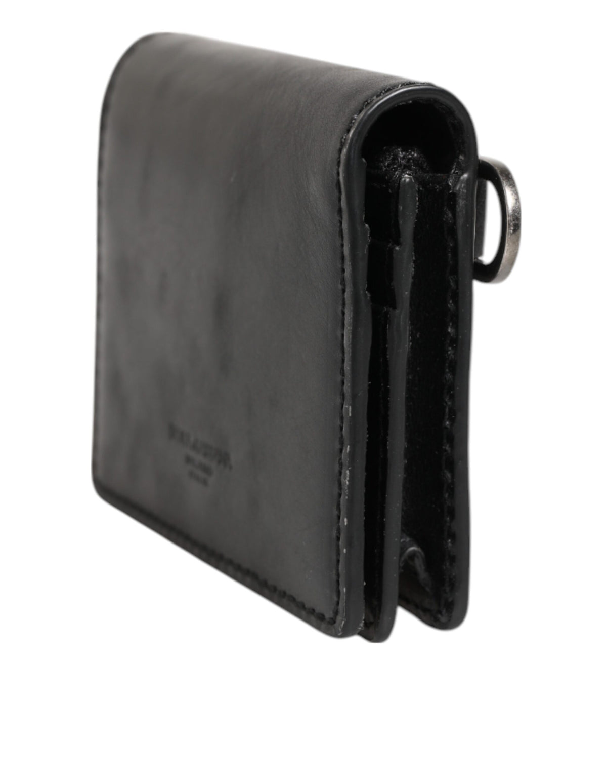 Porte-cartes bicolore en cuir noir Dolce &amp; Gabbana, porte-monnaie homme avec porte-clés.