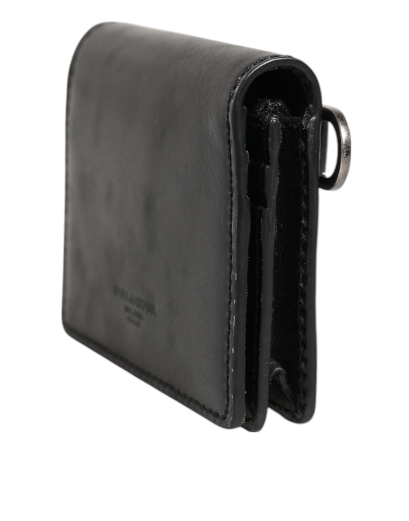 Porte-cartes bicolore en cuir noir Dolce &amp; Gabbana, porte-monnaie homme avec porte-clés.
