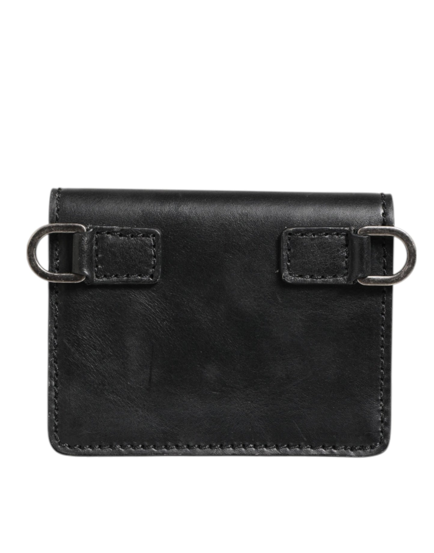 Porte-cartes bicolore en cuir noir Dolce &amp; Gabbana, porte-monnaie homme avec porte-clés.