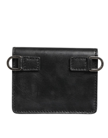 Porte-cartes bicolore en cuir noir Dolce &amp; Gabbana, porte-monnaie homme avec porte-clés.