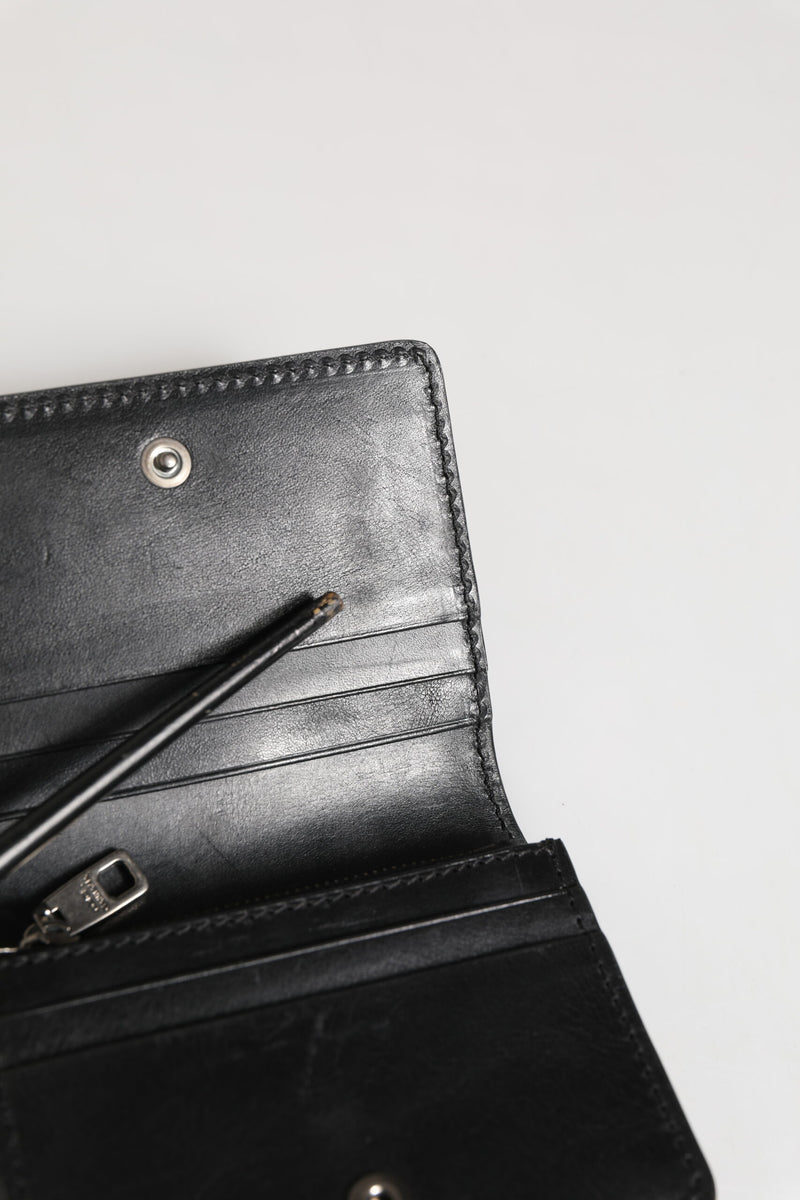 Porte-cartes bicolore en cuir noir Dolce &amp; Gabbana, porte-monnaie homme avec porte-clés.