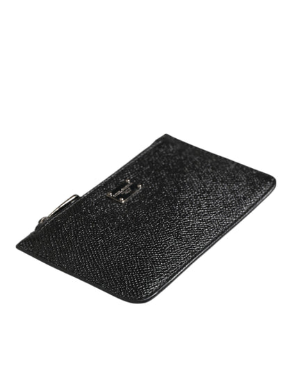 Portefeuille homme Dolce &amp; Gabbana en cuir noir avec chaîne et porte-clés.