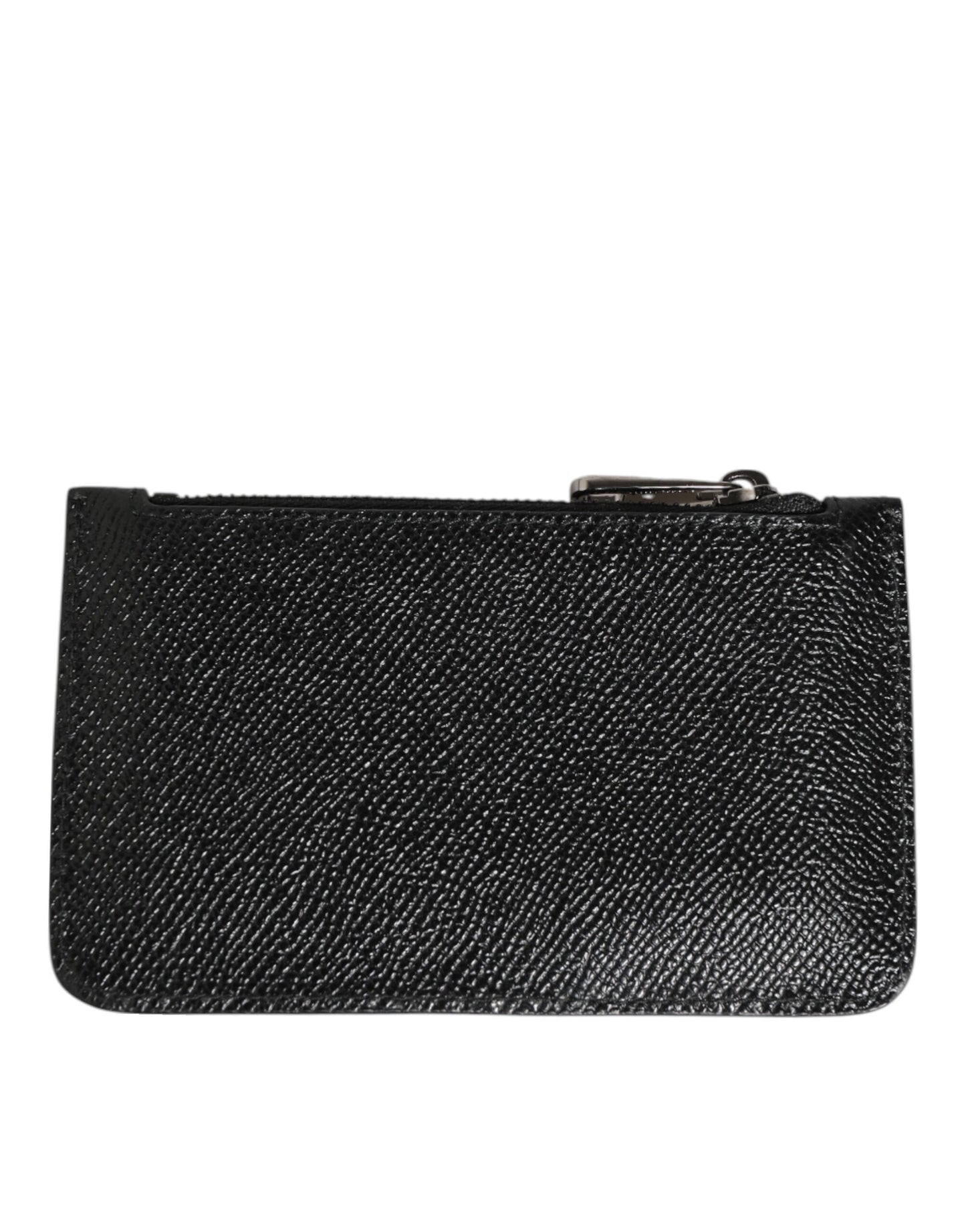 Portefeuille homme Dolce &amp; Gabbana en cuir noir avec chaîne et porte-clés.