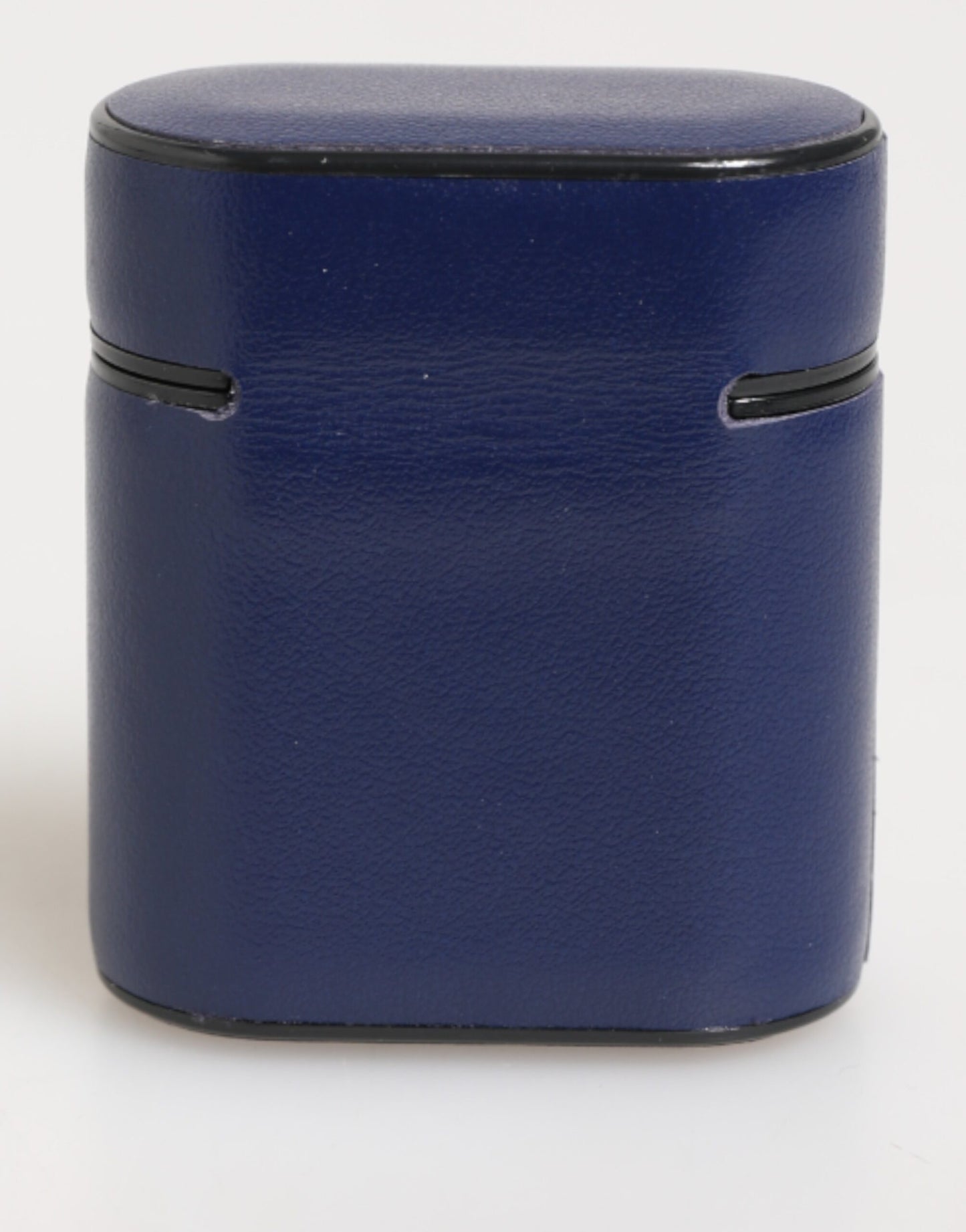 Étui pour Airpods pour homme Dolce &amp; Gabbana, en cuir bleu, avec logo imprimé et rabat.