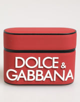 Dolce & Gabbana Étui AirPods Rouge et Blanc en Silicone avec Logo Embossé