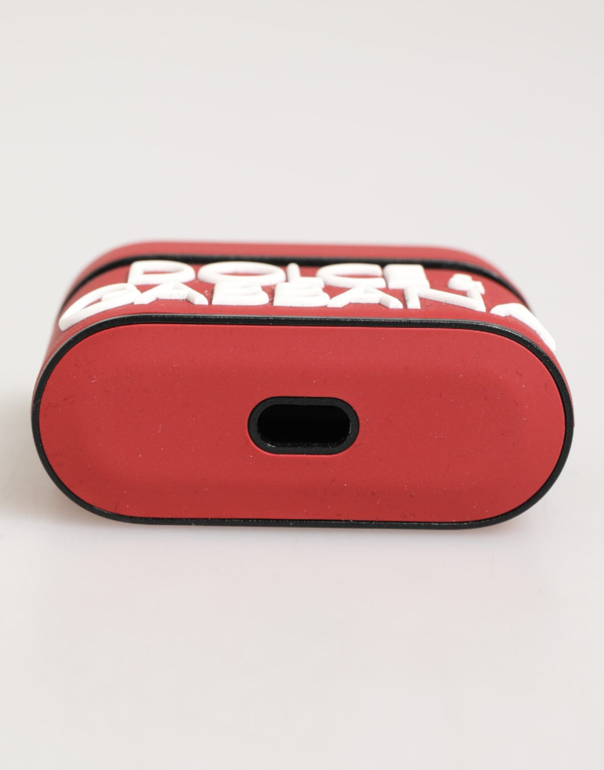 Dolce & Gabbana Étui AirPods Rouge et Blanc en Silicone avec Logo Embossé