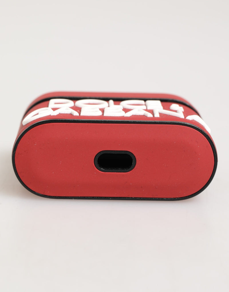 Dolce & Gabbana Étui AirPods Rouge et Blanc en Silicone avec Logo Embossé