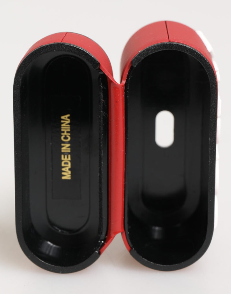 Dolce & Gabbana Étui AirPods Rouge et Blanc en Silicone avec Logo Embossé