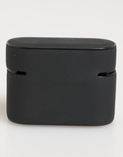 Étui Airpods Dolce &amp; Gabbana en caoutchouc noir et blanc avec logo embossé.