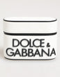 Étui Airpods en caoutchouc blanc et noir avec logo en relief Dolce &amp; Gabbana