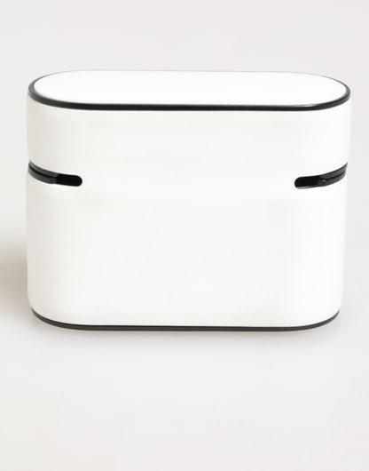 Étui Airpods en caoutchouc blanc et noir avec logo en relief Dolce &amp; Gabbana