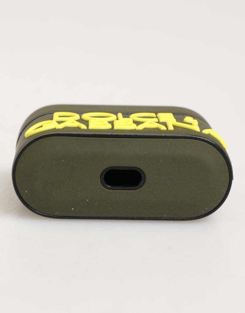 Dolce & Gabbana Army Green Rubber Logo Embossed Airpods Case