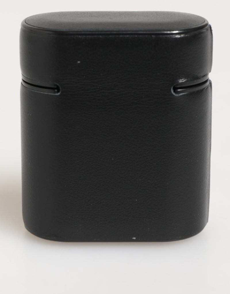 Dolce & Gabbana Black Calfskin Leather Logo Print AirPods Case