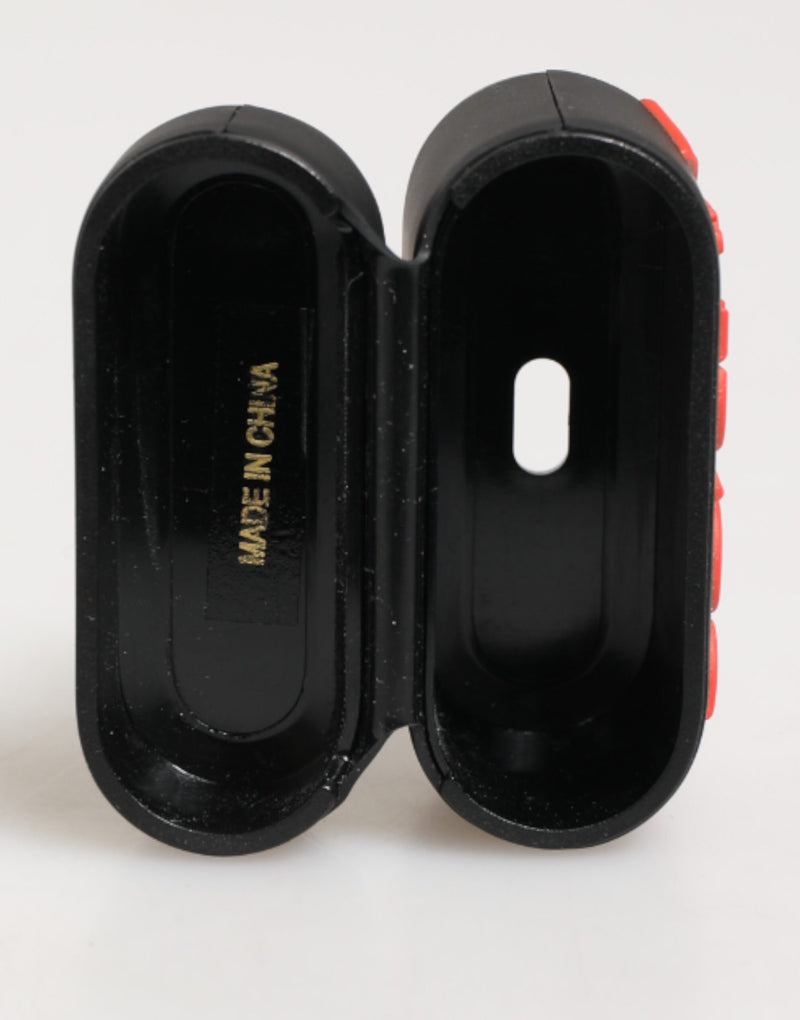 Dolce & Gabbana Étui AirPods Noir Orange en Caoutchouc avec Logo Embossé