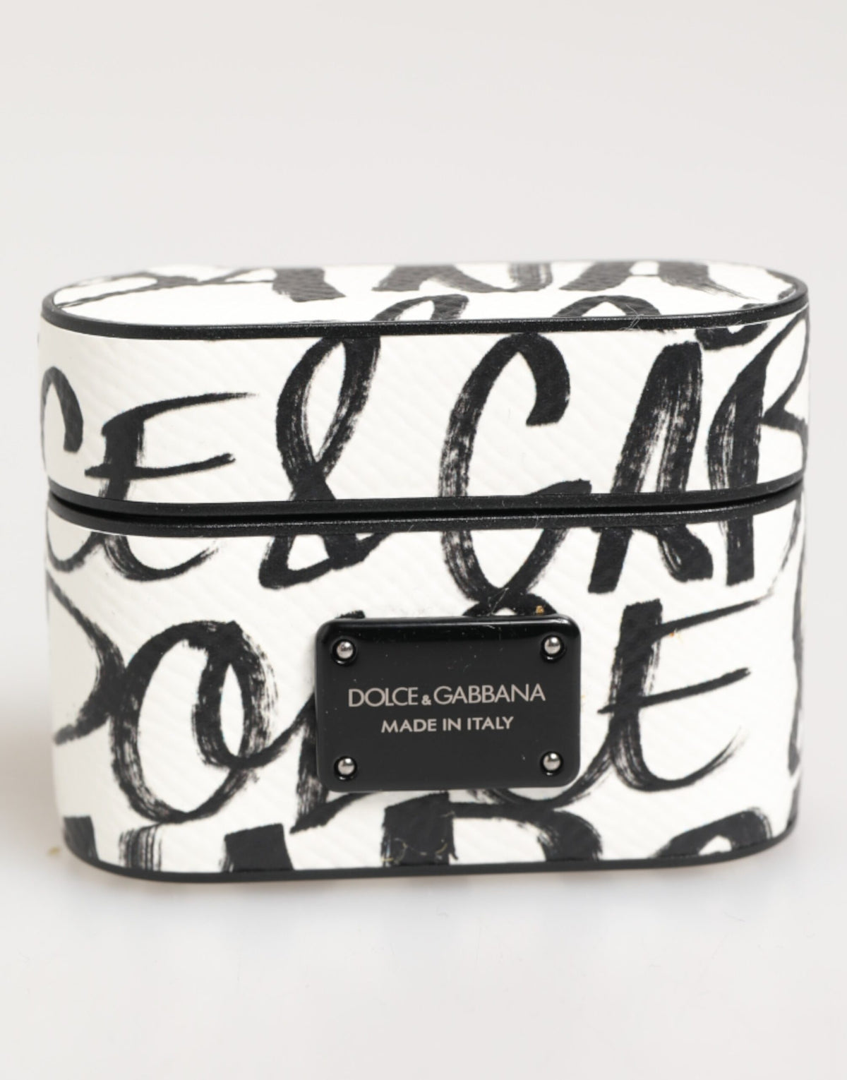 Dolce & Gabbana Monogram Print AirPods Case - Black & White Leather