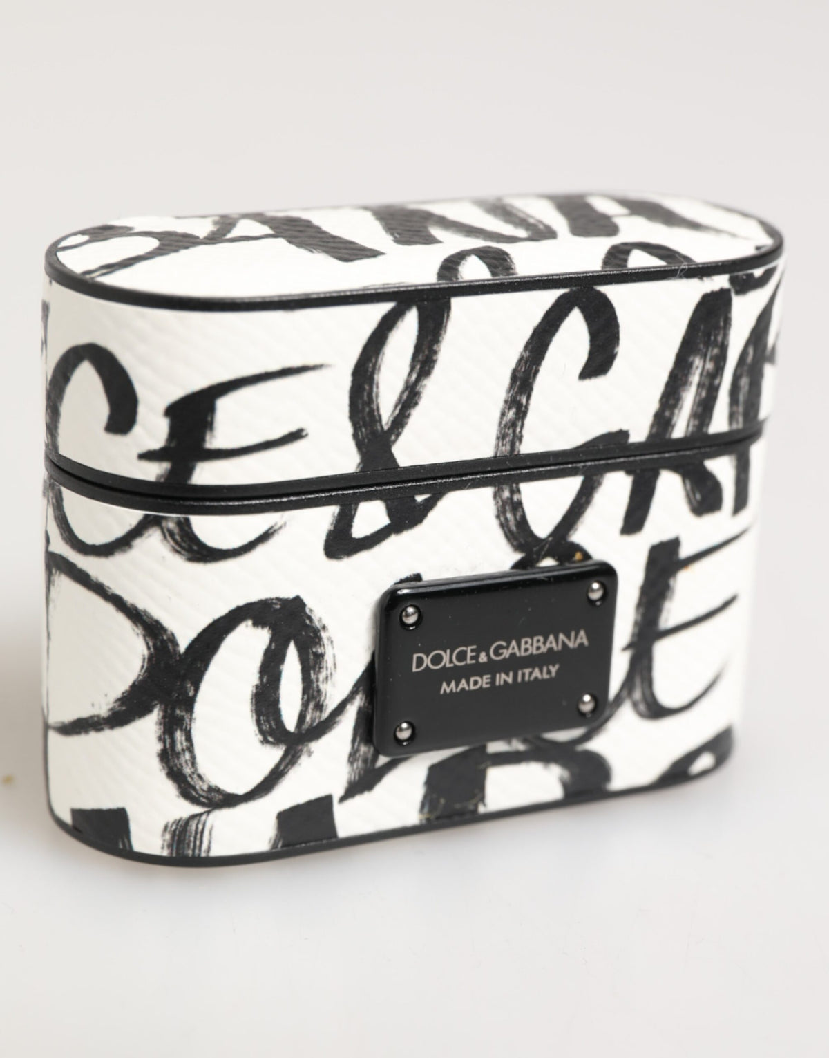 Dolce & Gabbana Monogram Print AirPods Case - Black & White Leather