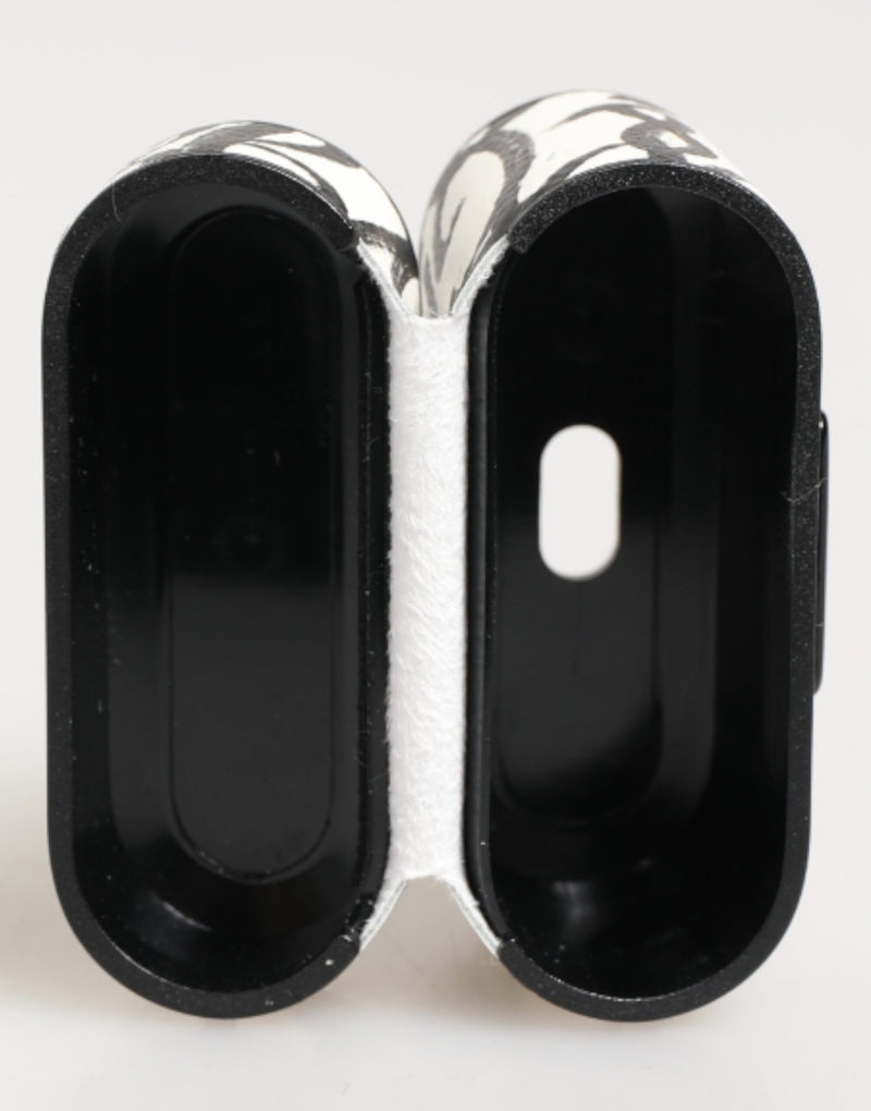Dolce & Gabbana Monogram Print AirPods Case - Black & White Leather