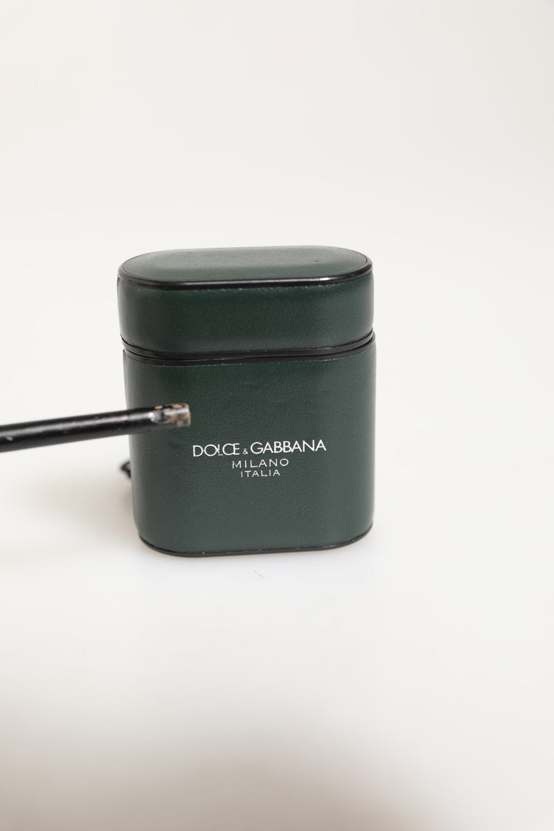 Dolce & Gabbana Army Green Calfskin Leather Logo Flip Holder