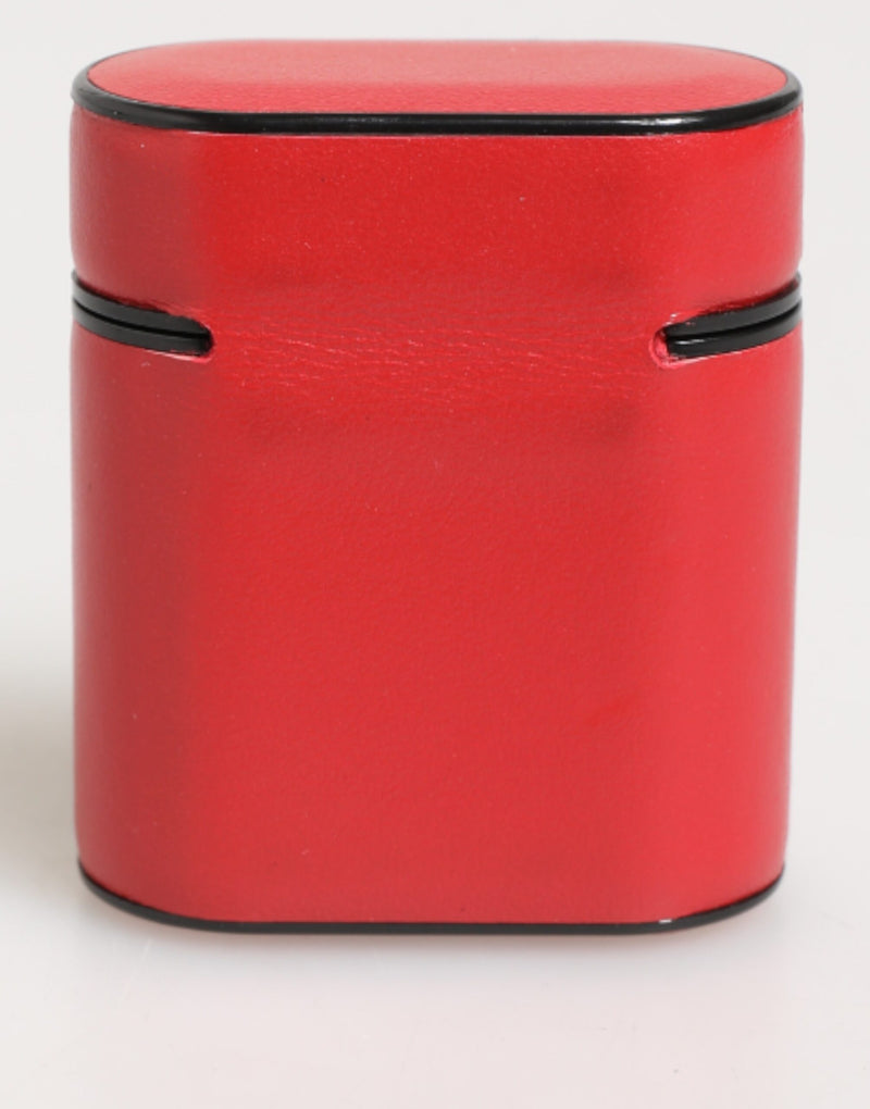 Dolce & Gabbana Red Calfskin Leather Logo Flip Holder for AirPods