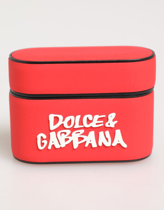 Étui pour Airpods à rabat pour homme en PVC rouge avec logo DG en relief de Dolce & Gabbana
