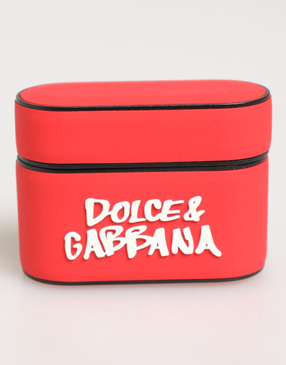 Étui pour Airpods à rabat pour homme en PVC rouge avec logo DG en relief de Dolce & Gabbana