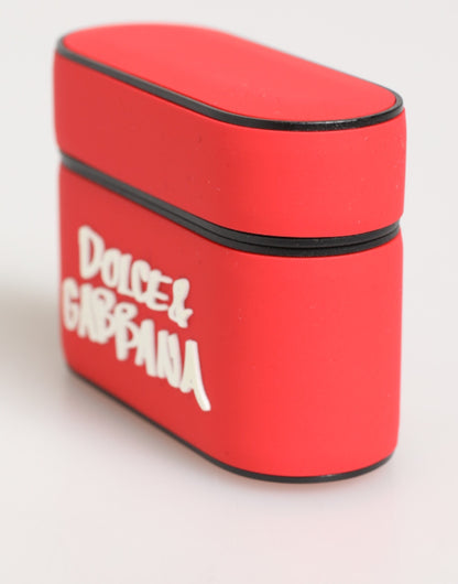 Étui pour Airpods à rabat pour homme en PVC rouge avec logo DG en relief de Dolce & Gabbana