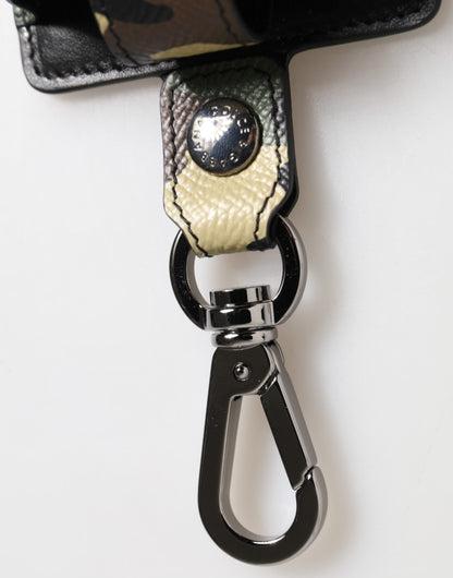 Étui pour Airpods Dolce & Gabbana en cuir multicolore à motif camouflage avec détails métalliques